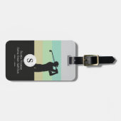 Golfer met Golf Club Elegant Zwart Bagagelabel (Voorkant horizontaal)