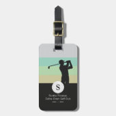 Golfer met Golf Club Elegant Zwart Bagagelabel (Voorkant verticaal)