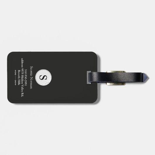 Golfer met Golf Club Elegant Zwart Bagagelabel (Achterkant horizontaal)