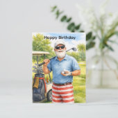 Golfer met golfbal met tekst Gefeliciteerd met je Briefkaart (Staand voorkant)