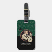 Golfer met golfclub opa Monogram Bagagelabel (Voorkant verticaal)