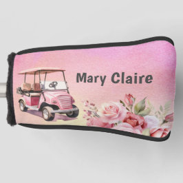 Golfer met golfkar de golfbaan waterverf golfheadcover