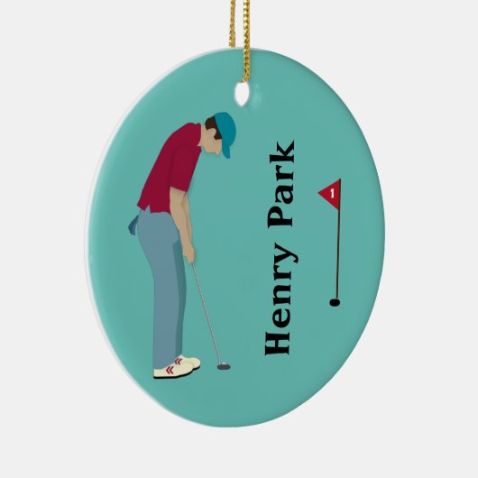 Golfer met kerst keramisch ornament (Rechts)