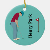 Golfer met kerst keramisch ornament (Voorkant)