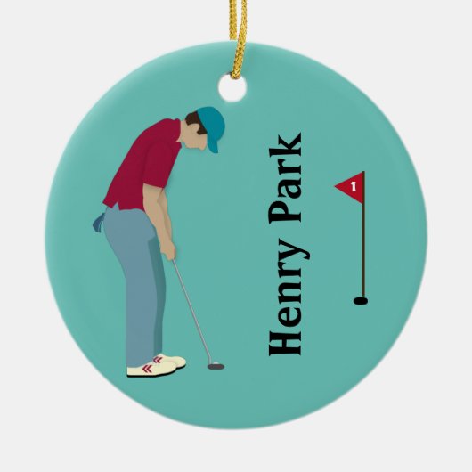 Golfer met kerst keramisch ornament (Voorkant)