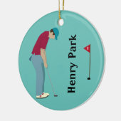 Golfer met kerst keramisch ornament (Links)