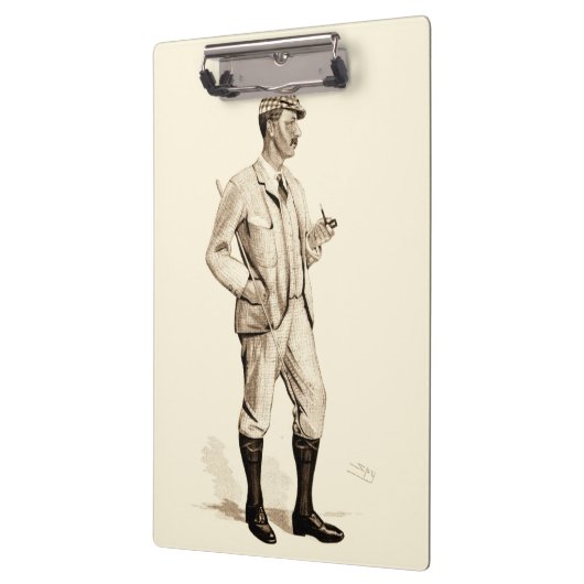 Golfer met tabakspijp en -laarzen Klembord (Links)