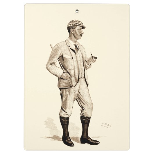 Golfer met tabakspijp en -laarzen Klembord (Achterkant)