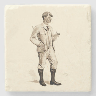 Golfer met tabakspijp en -laarzen Stenen Onderzetter