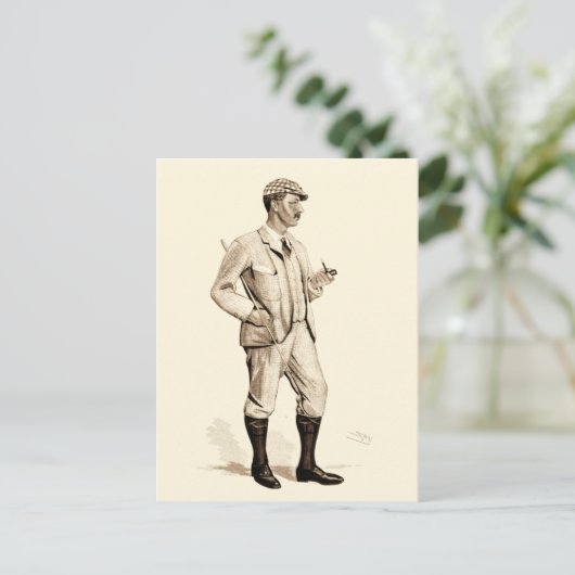  Golfer met tabakspijp en -schoenen Briefkaart (Staand voorkant)