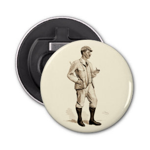 Golfer met tabakspijp en -schoenen Button Flesopener