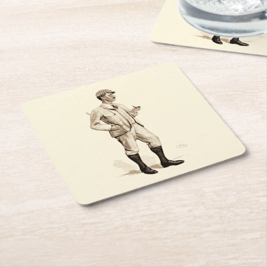 Golfer met tabakspijp en -schoenen Kartonnen Onderzetters (Schuin)