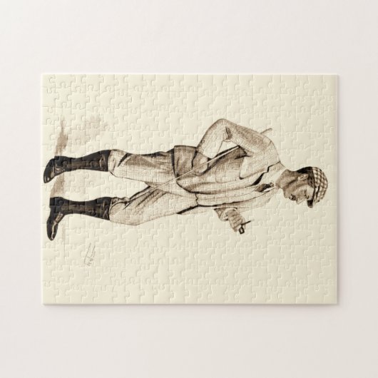 Golfer met tabakspijp en -schoenen Legpuzzel (Horizontaal)