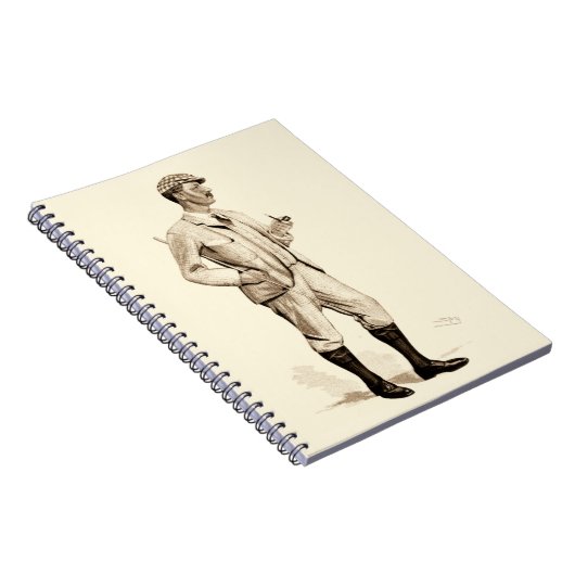 Golfer met tabakspijp en -schoenen Notitieboek (Rechterzijde)