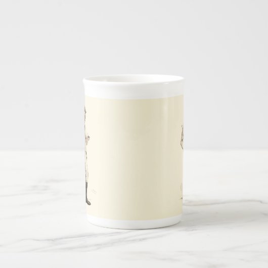  Golfer met tabakspijp en -schoenen Porselein Kop (Voorkant)