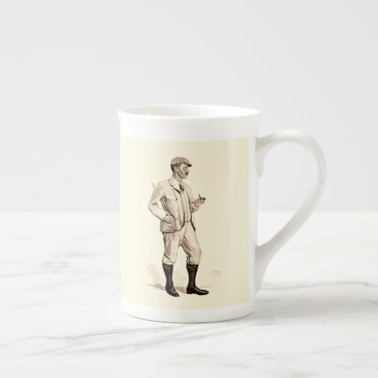 Golfer met tabakspijp en -schoenen Porselein Kop (Rechts)