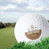 Golfer Modern Light Brown Monogram Golf Balls Golfballen