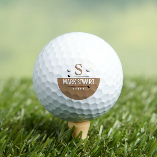 Golfer Modern Light Brown Monogram Golf Balls Golfballen (Insitu Shirt)