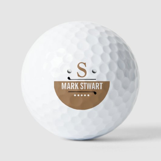 Golfer Modern Light Brown Monogram Golf Balls Golfballen (Voorkant)