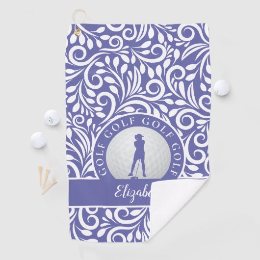 Golfer Modern Patroonnaam Periwinkle Blue Sports Golfhanddoek (Insitu)