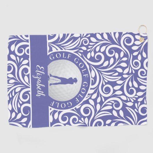 Golfer Modern Patroonnaam Periwinkle Blue Sports Golfhanddoek (Horizontaal)