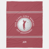 Golfer Modern Sports Monogram Golf Ball Red Gray Fleece Deken (Voorkant)