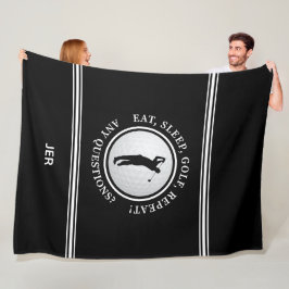 Golfer Modern Sports Monogram Golf Pro Black White Fleece Deken