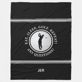 Golfer Modern Sports Monogram Golf Pro Black White Fleece Deken