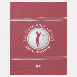Golfer Modern Sports Monogram Golfbal Rood Grijs Fleece Deken