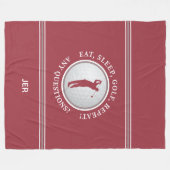 Golfer Modern Sports Monogram Golfbal Rood Grijs Fleece Deken (Voorkant (Horizontaal))