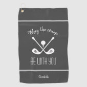 Golfer Moderne Sportapparatuur Monogram naam grijs Golfhanddoek (Voorkant)