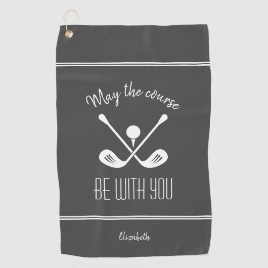 Golfer Moderne Sportapparatuur Monogram naam grijs Golfhanddoek (Voorkant)