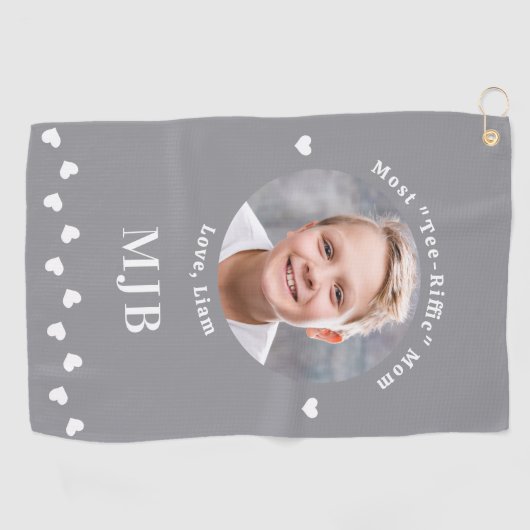 Golfer MOM aangepaste foto gepersonaliseerd monogr Golfhanddoek (Horizontaal)