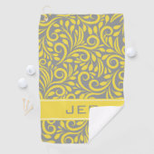 Golfer | Monogram Abstract Patroon Geel Grijs Golfhanddoek (Insitu)