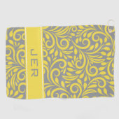 Golfer | Monogram Abstract Patroon Geel Grijs Golfhanddoek (Horizontaal)