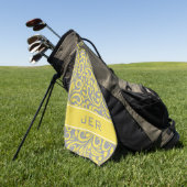 Golfer | Monogram Abstract Patroon Geel Grijs Golfhanddoek (Groen)