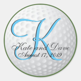 Golfer Monogram Elegante Golf 3D bruiloft gunst Vierkante Sticker