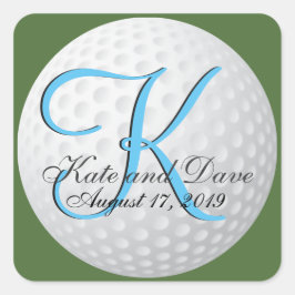 Golfer Monogram Elegante Golf 3D bruiloft gunst Vierkante Sticker