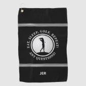 Golfer Monogram Funny Quote Sports Pro Golf Black Golfhanddoek (Voorkant)
