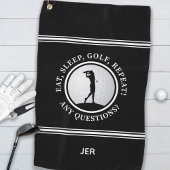 Golfer Monogram Funny Quote Sports Pro Golf Black Golfhanddoek