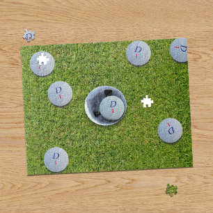 Golfer Monogram Golfballen Groene Jigsaw Puzzel