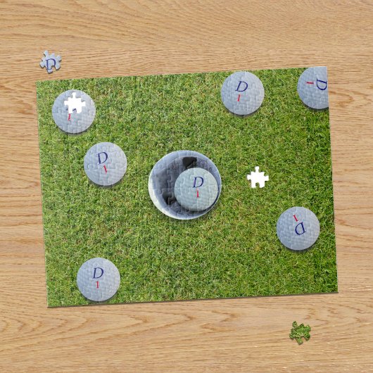 Golfer Monogram Golfballen Groene Jigsaw Puzzel