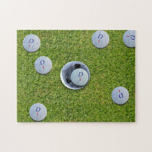 Golfer Monogram Golfballen Groene Jigsaw Puzzel (Horizontaal)