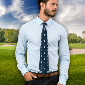 Golfer Monogram Initiaal Designer Patroon Stropdas