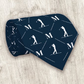 Golfer Monogram Initiaal Designer Patroon Stropdas