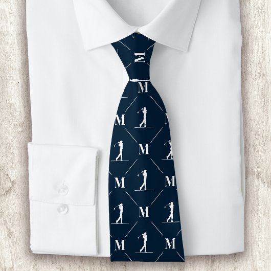 Golfer Monogram Initiaal Designer Patroon Stropdas