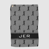 Golfer Monogram Initialen Golf Pattern Grey Black Golfhanddoek (Voorkant)