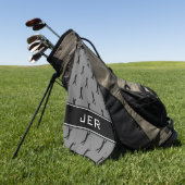 Golfer Monogram Initialen Golf Pattern Grey Black Golfhanddoek (Groen)