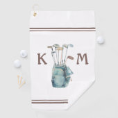 Golfer Monogram Modern Casual Golfhanddoek (Insitu)