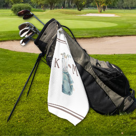 Golfer Monogram Modern Casual Golfhanddoek